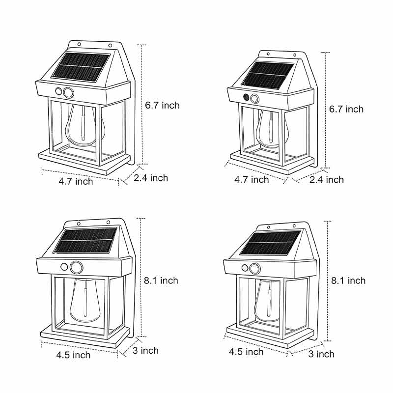 Wall Mount Solar Lantern with Motion Sensor & Tungsten Bulb