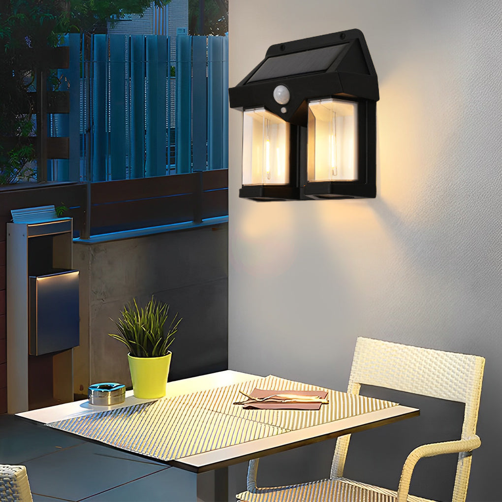 Wall Mount Solar Lantern with Tungsten Bulb and Motion Sensor