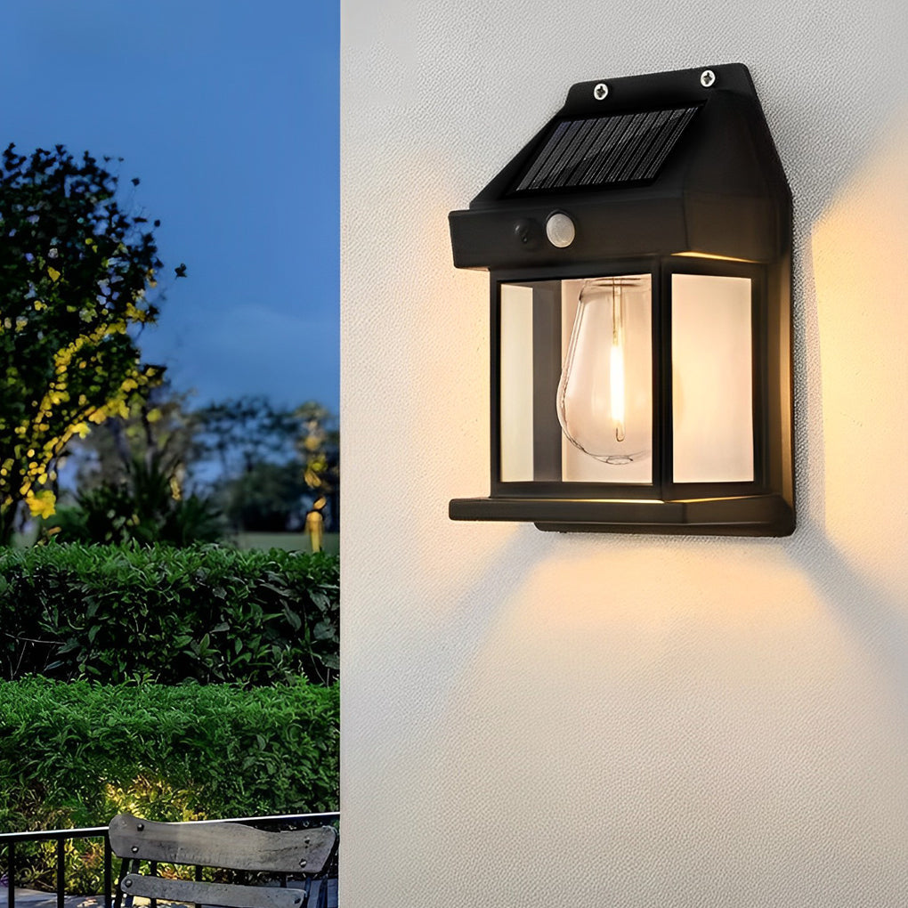 Wall Mount Solar Lantern with Motion Sensor & Tungsten Bulb