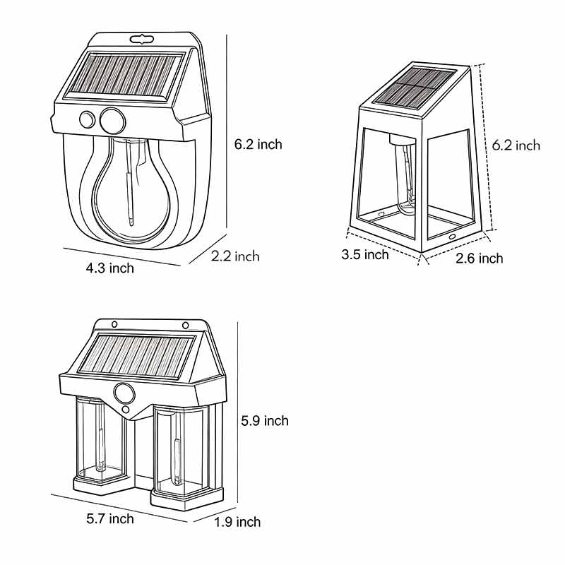 Wall Mount Solar Lantern with Motion Sensor & Tungsten Bulb