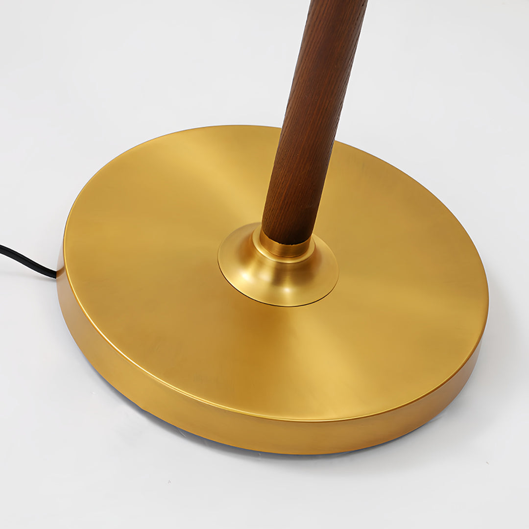 Walnut Floor Lamp with Fabric Shade - Elegant American Retro Standing Lamp