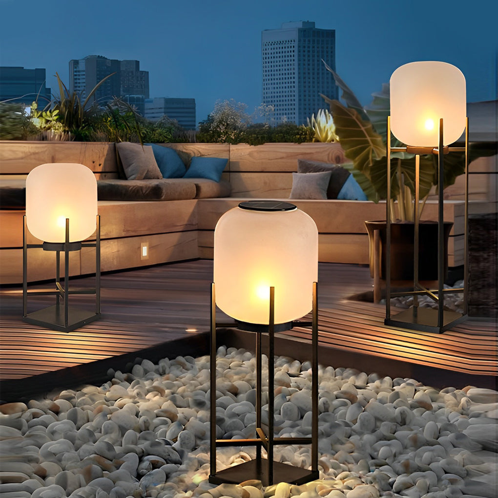 Outdoor LED Metal Floor Lamp - Standing Light Lantern for Patios, Gardens, and Decks