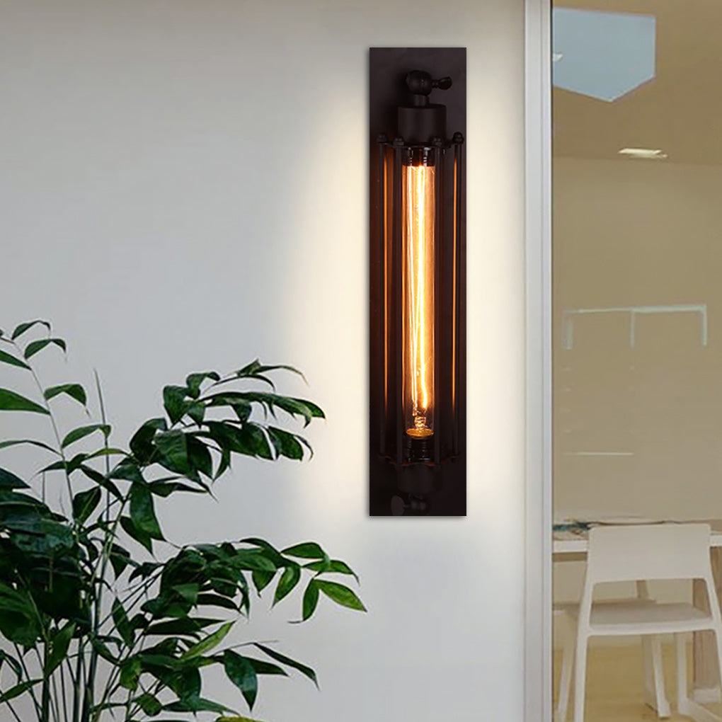 Vintage Industrial Black Iron Linear Wall Sconce
