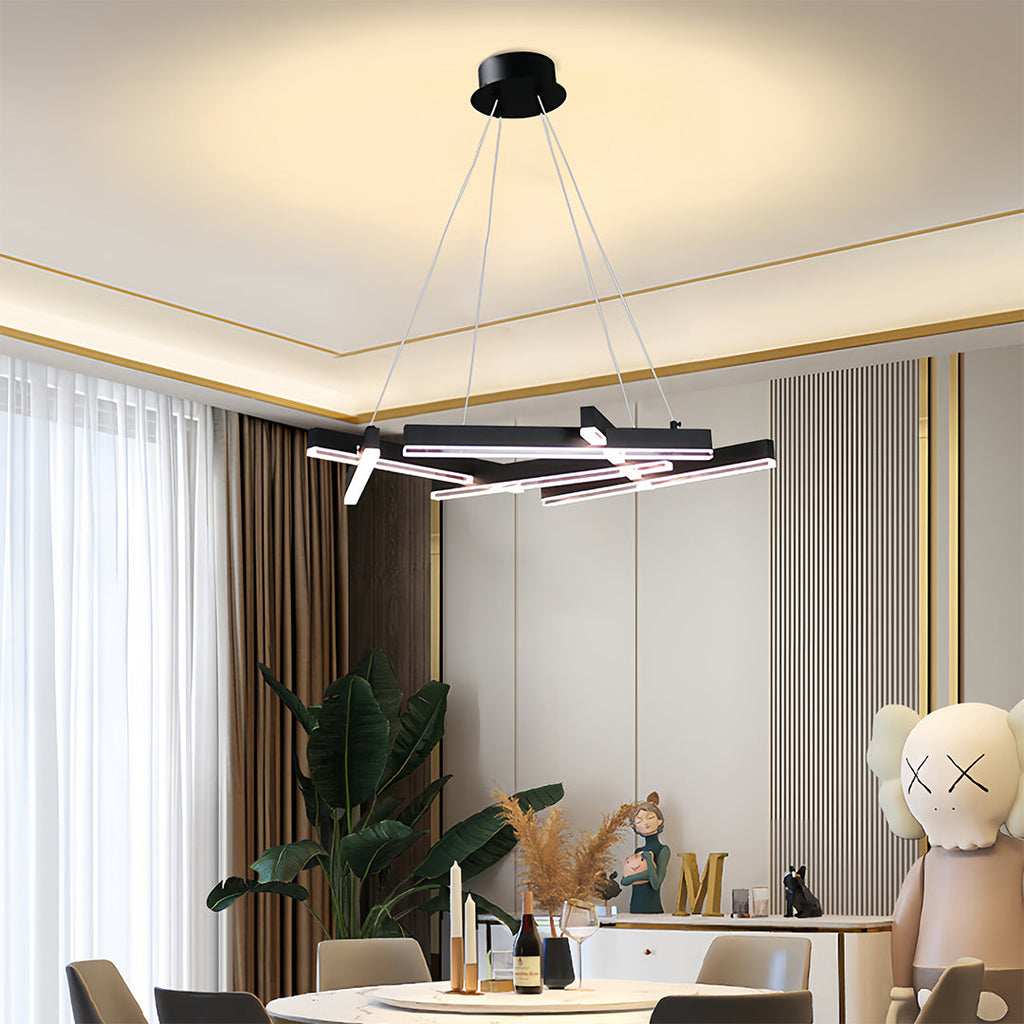 Black Metal Geometric LED Chandelier Ceiling Light