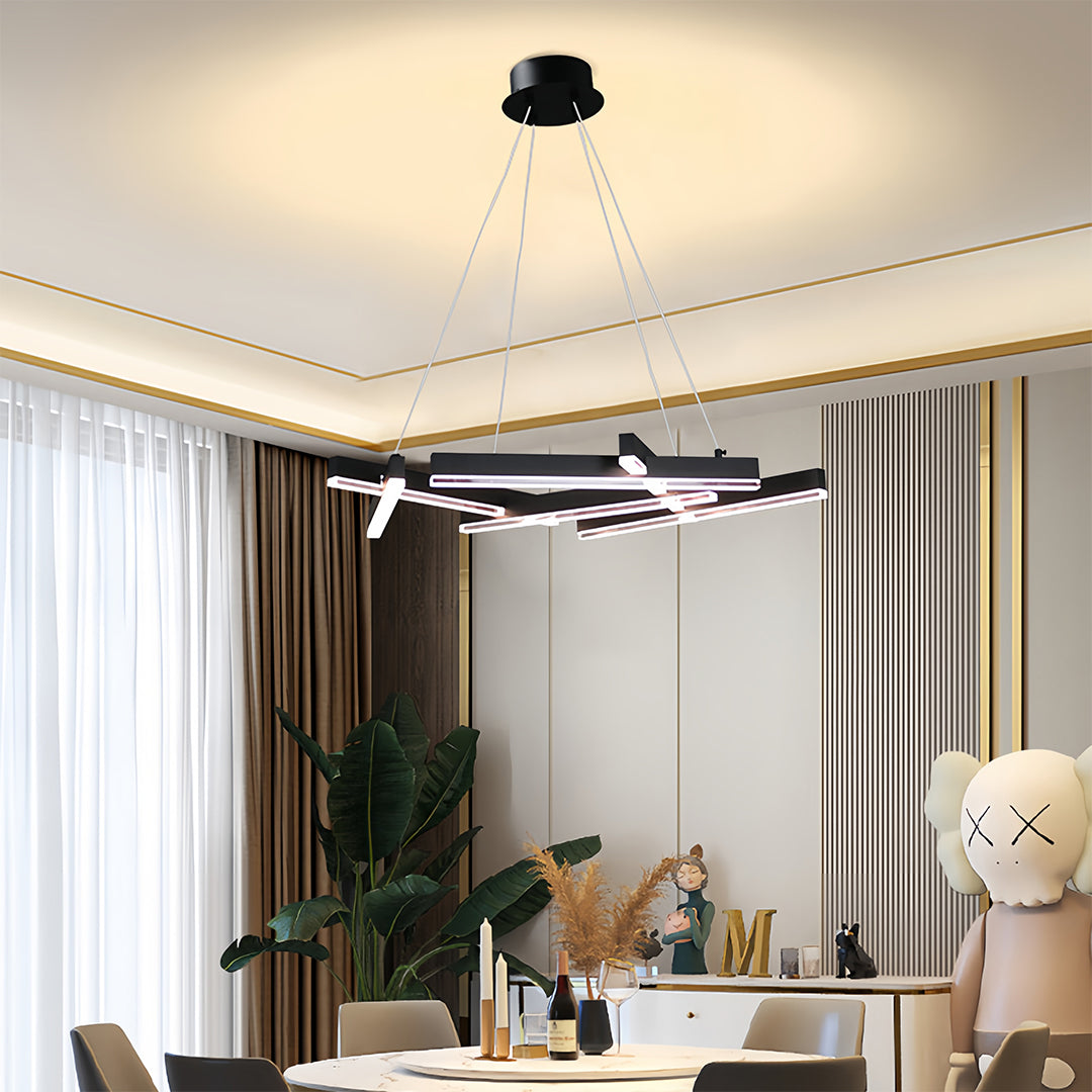 Black Metal Geometric LED Chandelier Ceiling Light
