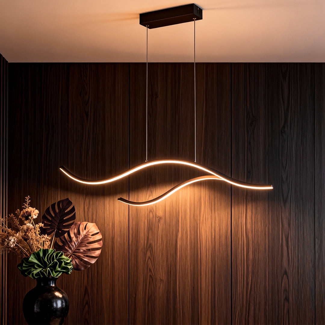 Curved Wavy LED Pendant Light - Modern Metal Ceiling Fixture