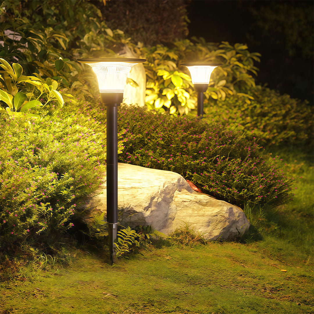 Black Solar Pathway Lights - Outdoor Ground Socket Lamp for Garden Lighting