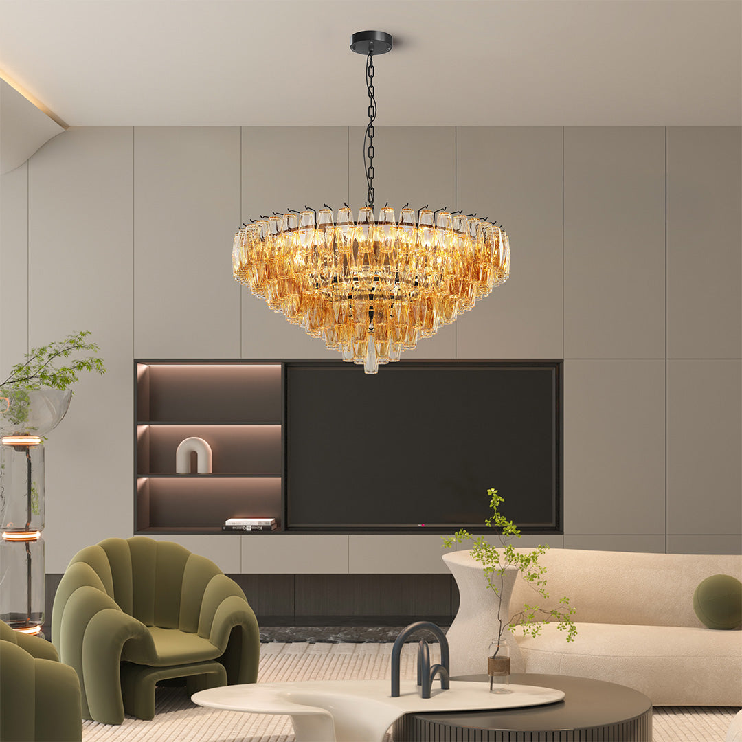 Luxury Glass Pendant Chandelier | Multi-Head Ceiling Lights