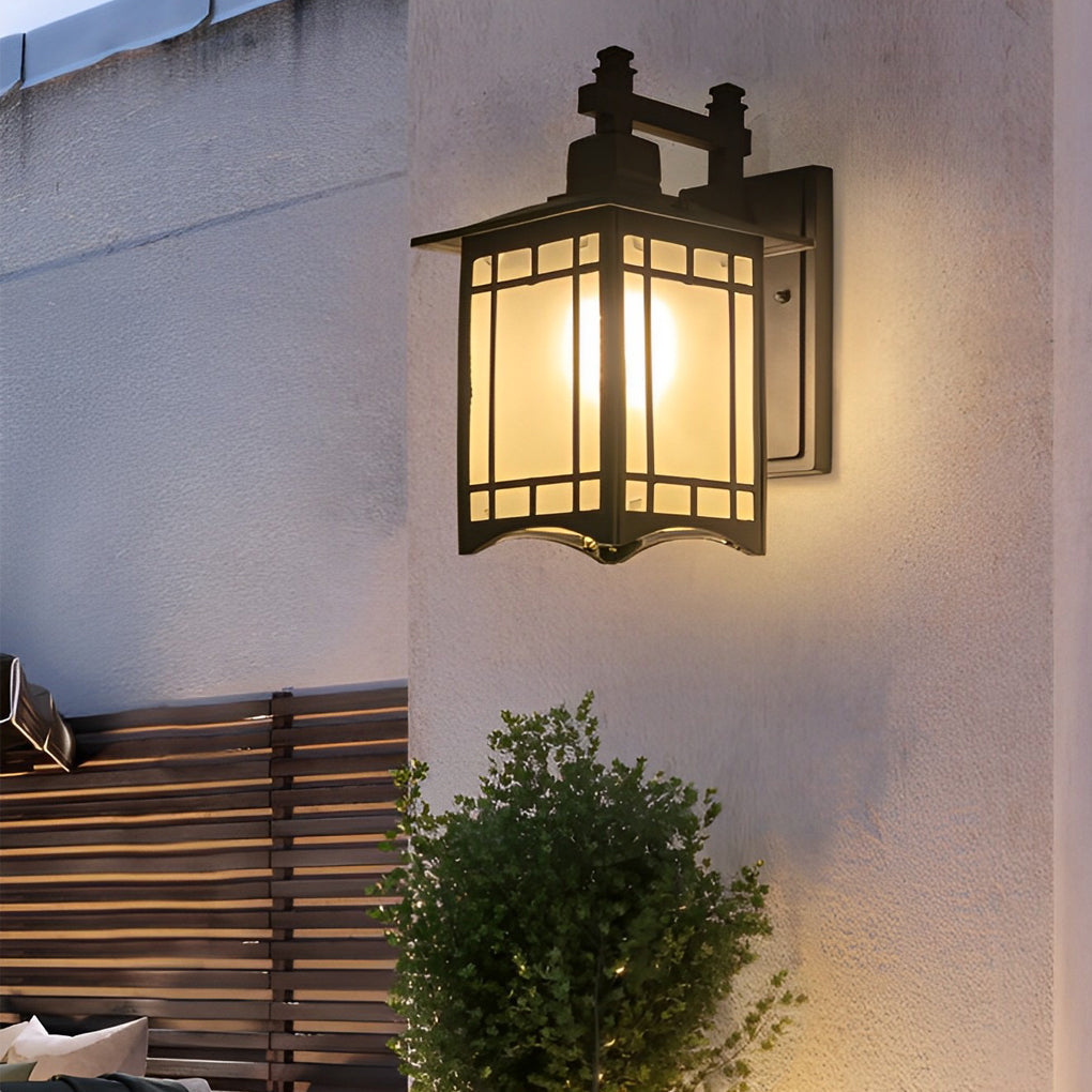 Retro LED Lantern Wall Sconce - Die-Cast Aluminum Glass Lamp