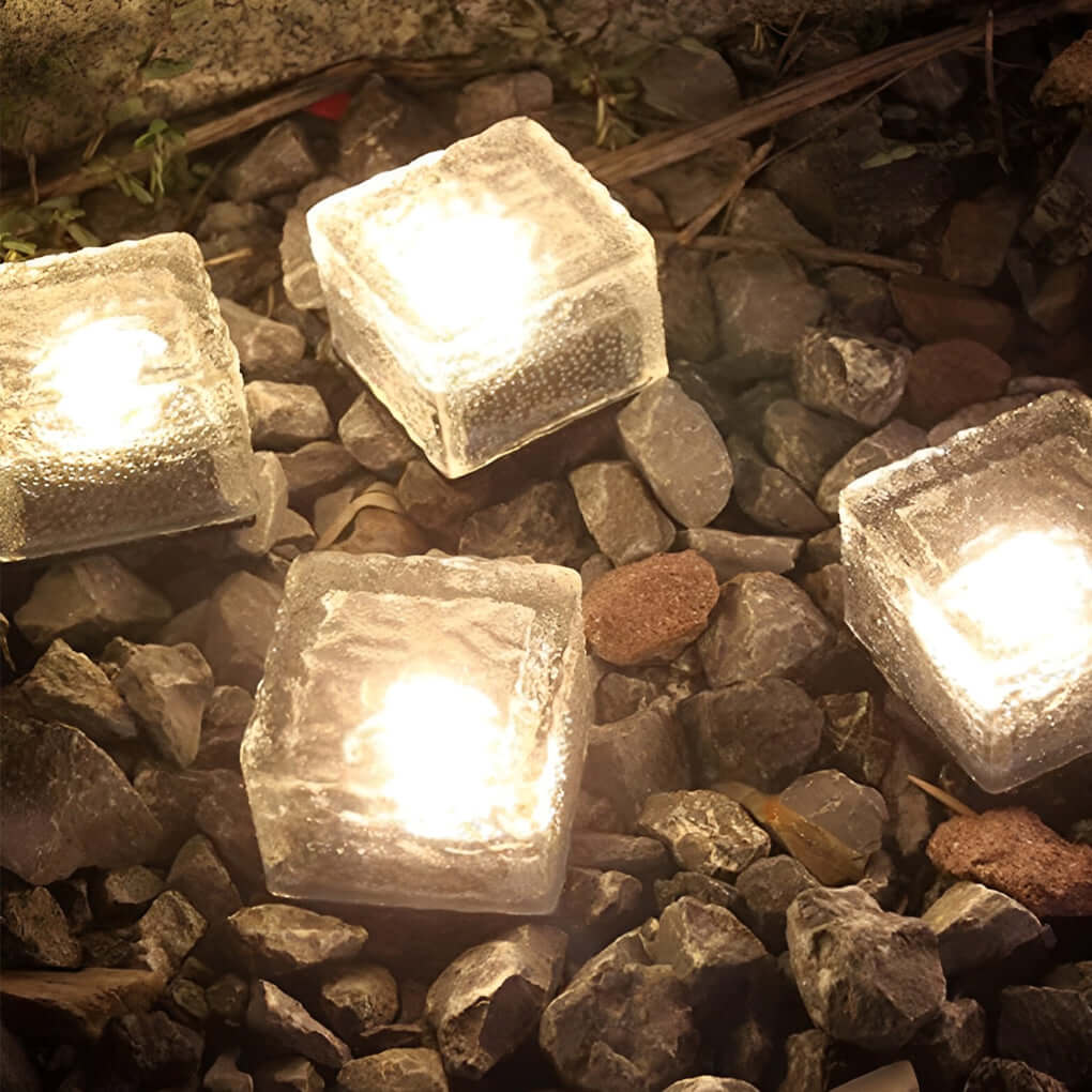 Outdoor Solar Step Lights - Intelligent Ice Cube Design, Modern LED Lighting