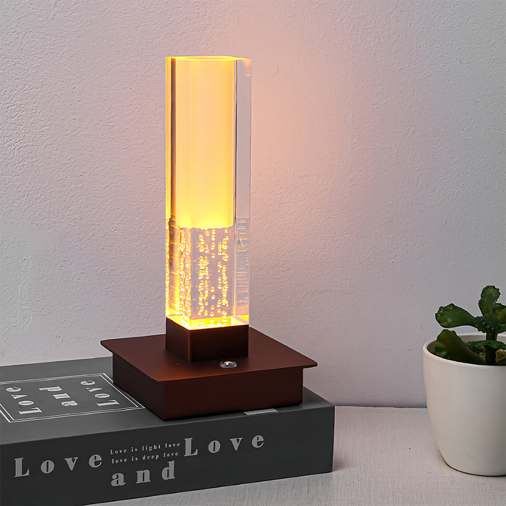 Cordless Bubble Modern Dimmable LED Square Table Lamp - Stylish Nightstand Lighting