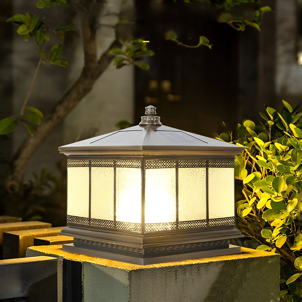 Retro Copper Solar Fence Lamp - Waterproof Outdoor Gate Pillar Lights