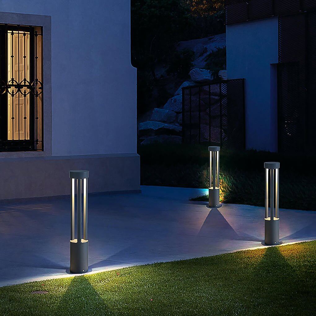 Modern Black LED Bollard Path Lights - Outdoor Landscape Lighting