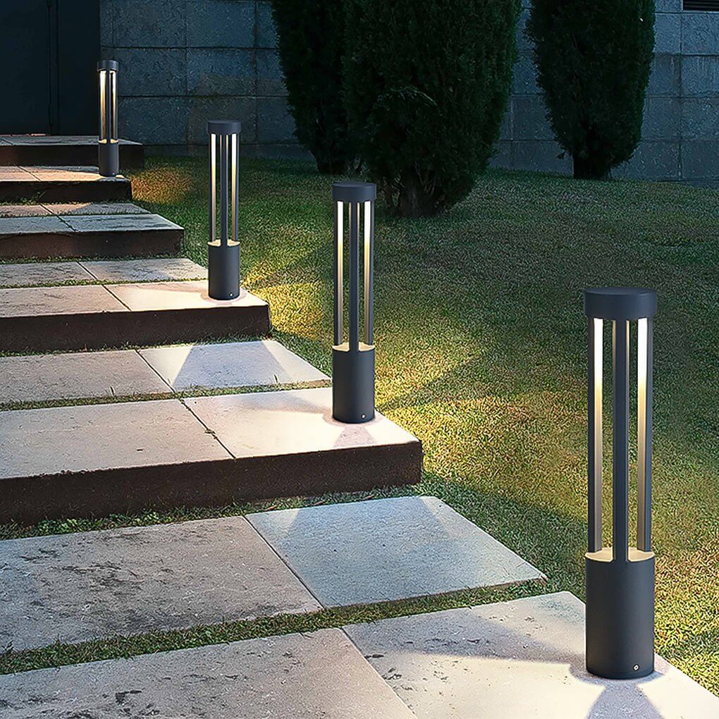 Modern Black LED Bollard Path Lights - Landscape Lighting Solutions