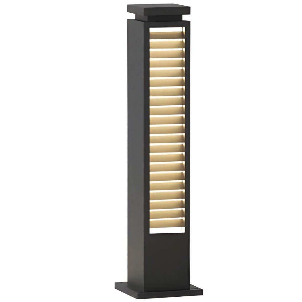 Black Stainless Steel LED Bollard Light - Louvered Outdoor Lighting