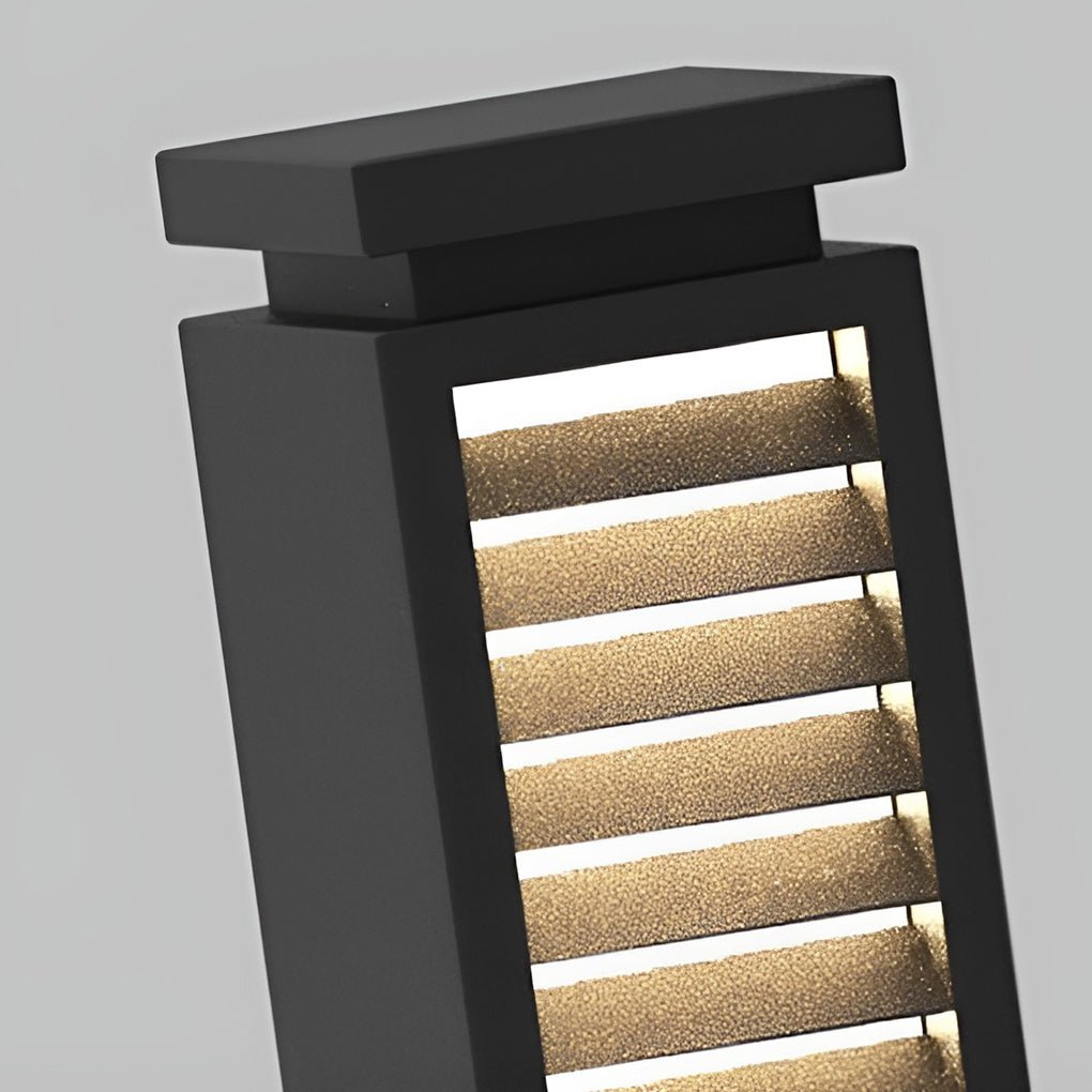 Black Stainless Steel LED Bollard Light - Louvered Outdoor Lighting
