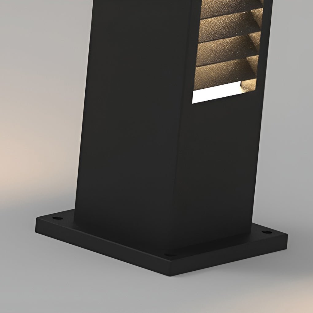 Black Stainless Steel LED Bollard Light - Louvered Outdoor Lighting