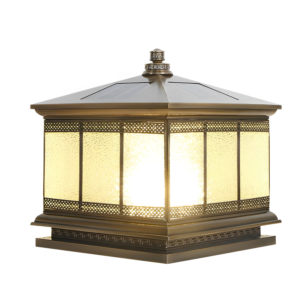 Retro Copper Solar Fence Lamp - Waterproof Outdoor Gate Pillar Lights