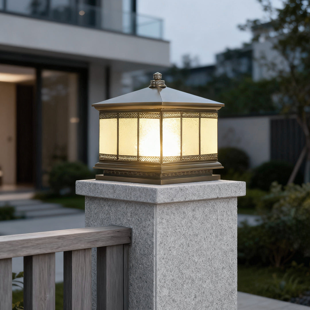 Retro Copper Solar Fence Lamp - Waterproof Outdoor Gate Pillar Lights