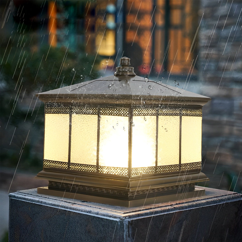 Retro Copper Solar Fence Lamp - Waterproof Outdoor Gate Pillar Lights