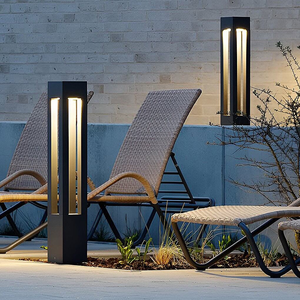 Black Aluminum LED Bollard Lights 7W Landscape 4-Beam Garden Lighting