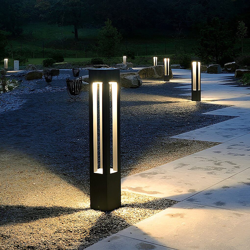 LED Bollard Garden Light - Black Aluminum Landscape Lighting