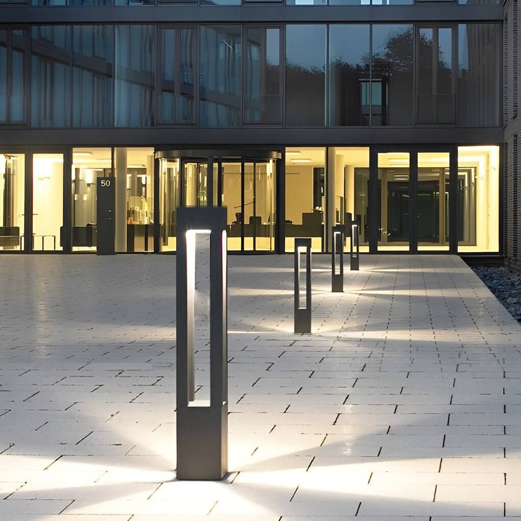 Black Aluminum LED Bollard Lights 7W Landscape 4-Beam Garden Lighting