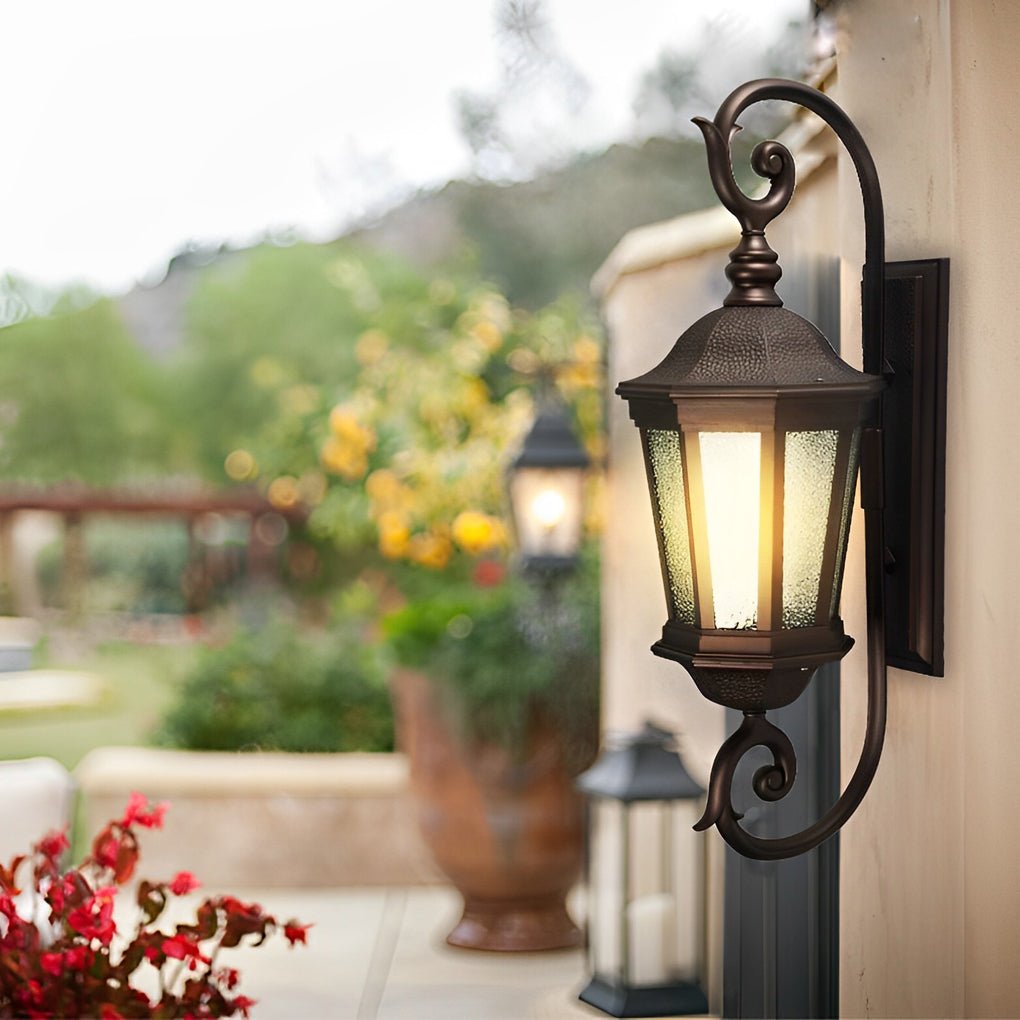 Waterproof Retro Aluminum Glass Shade Outdoor Wall Light