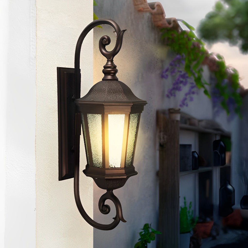 Waterproof Retro Aluminum Glass Shade Outdoor Wall Light