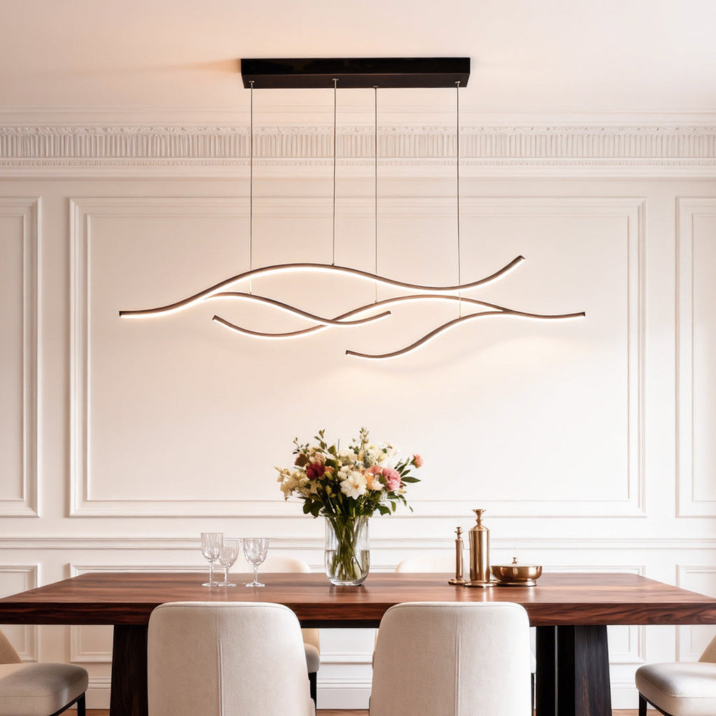 Curved Wavy LED Pendant Light - Modern Metal Ceiling Fixture