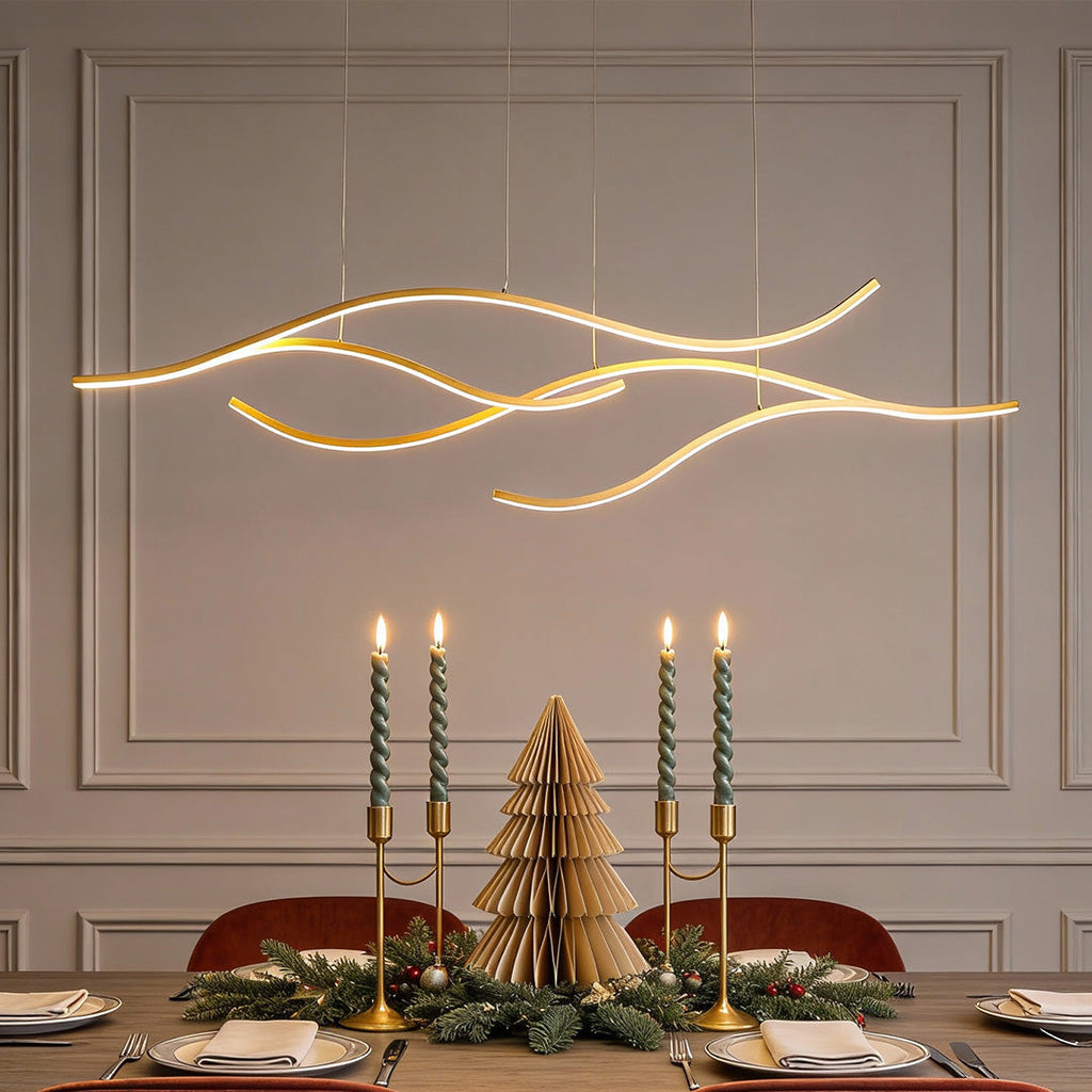 Curved Wavy LED Pendant Light - Modern Metal Ceiling Fixture