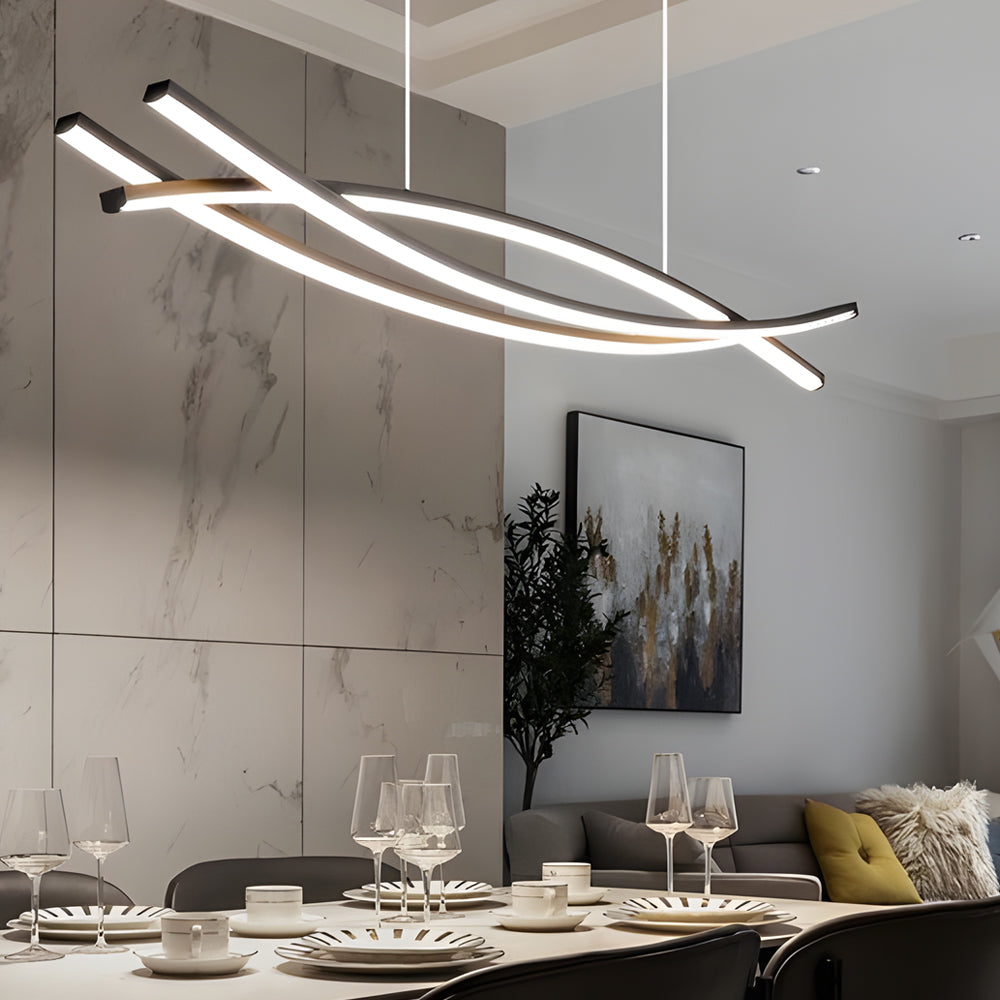 Wave Hanging Light Modern Aluminum LED Ceiling Fixture