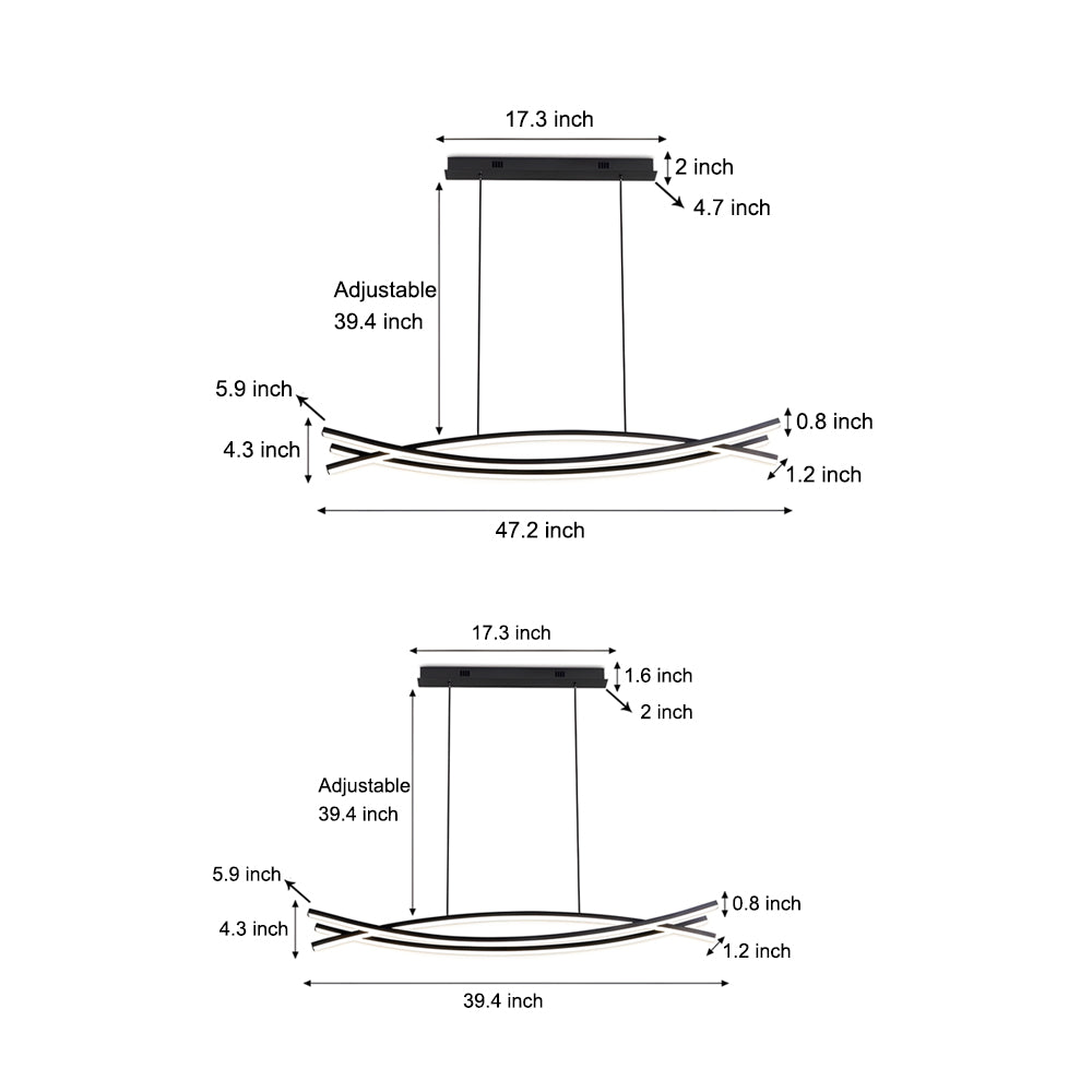 Wave Hanging Light Modern Aluminum LED Ceiling Fixture