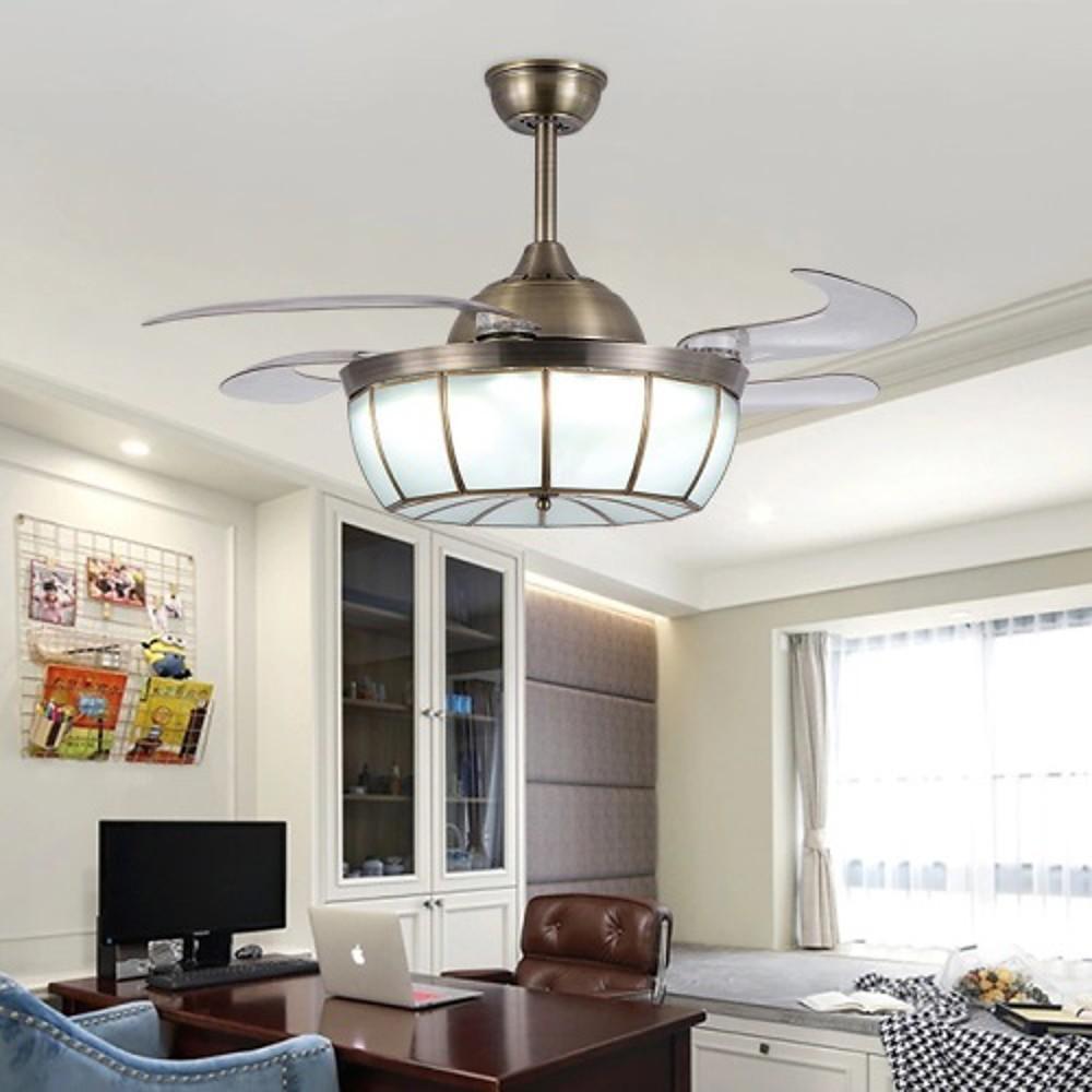 19-Inch Retractable Ceiling Fan with Light for Home Office