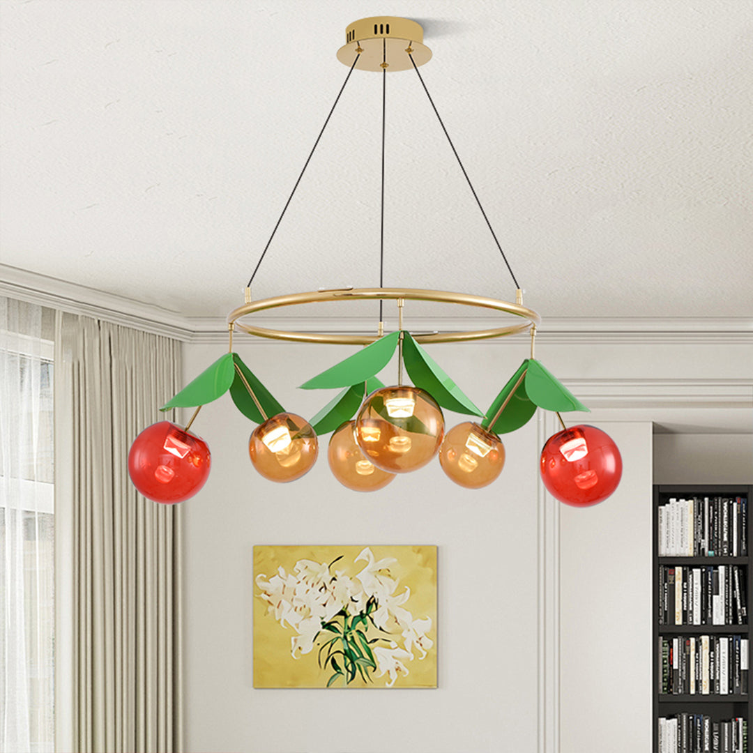 Glass Bulb Chandelier Nordic Cherry LED Art Decor
