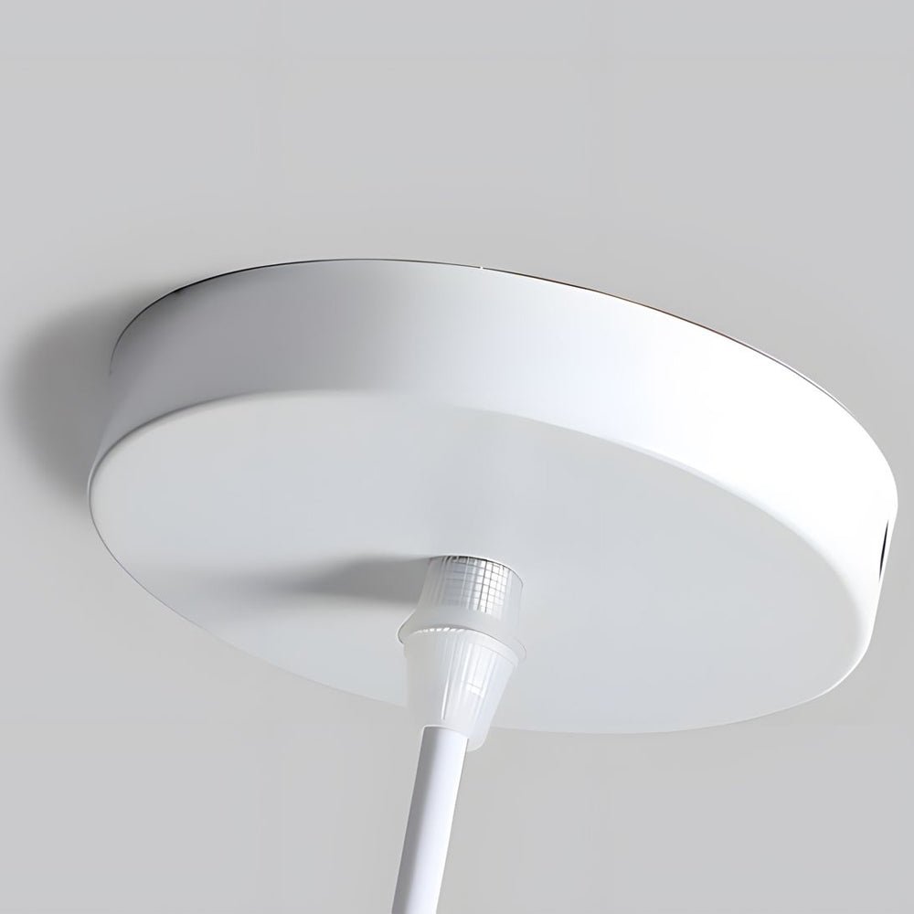 White Nordic Metal Cone Pendant Light with Wood Top