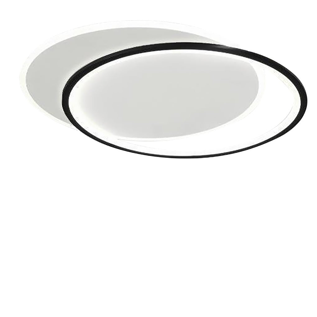 Modern Overlapped Round Flush Mount Ceiling Light - White & Black Finish