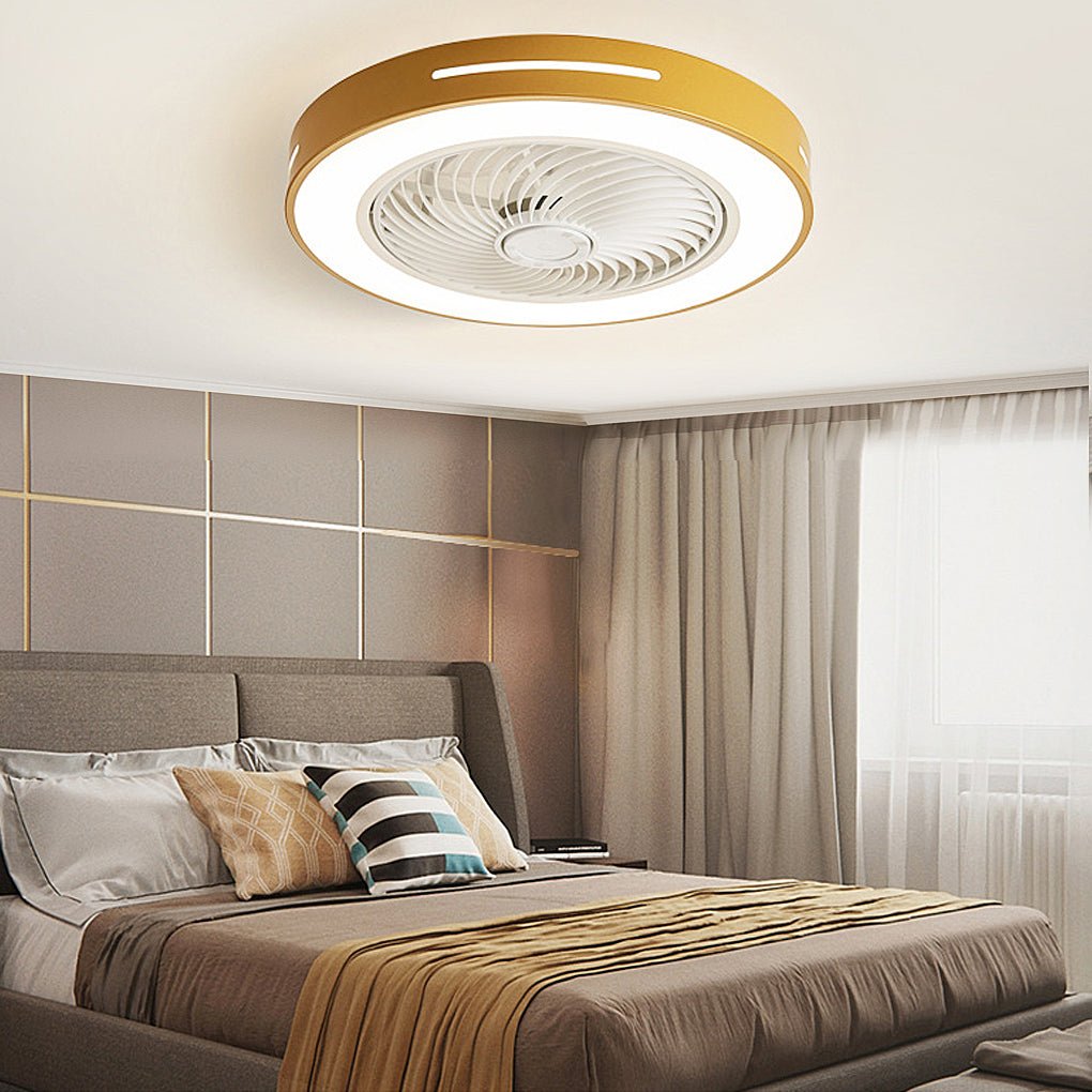 White Ceiling Fan Flush Mount with Smart LED Light
