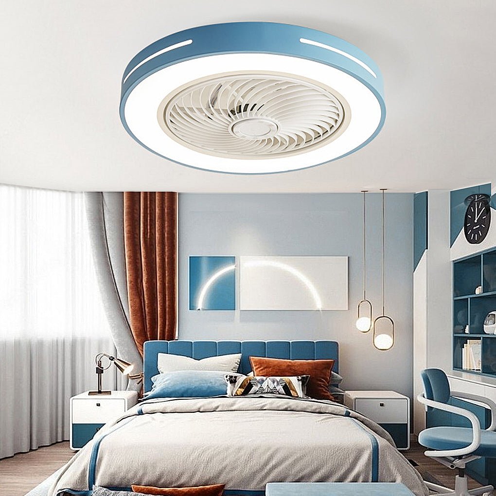 White Ceiling Fan Flush Mount with Smart LED Light
