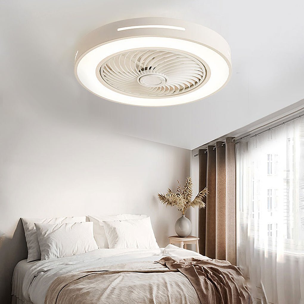 White Ceiling Fan Flush Mount with Smart LED Light