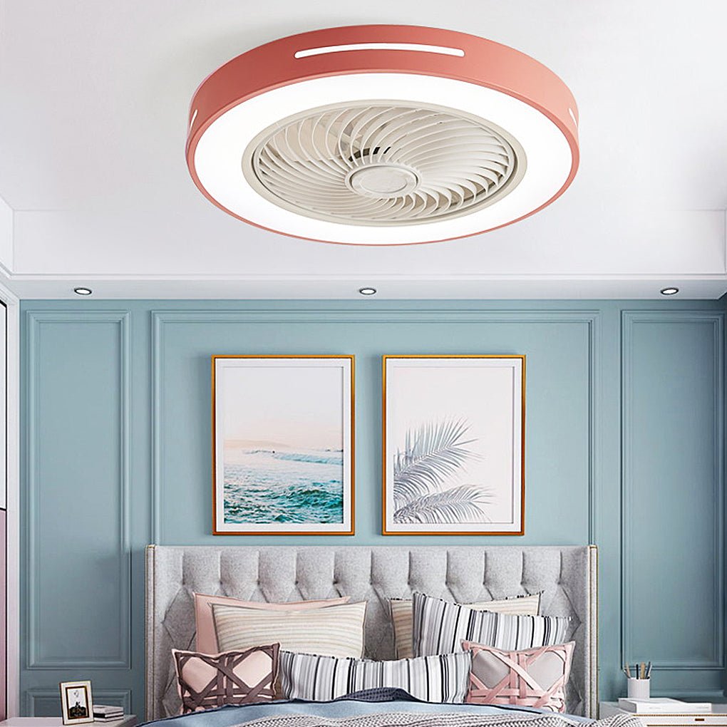 White Ceiling Fan Flush Mount with Smart LED Light