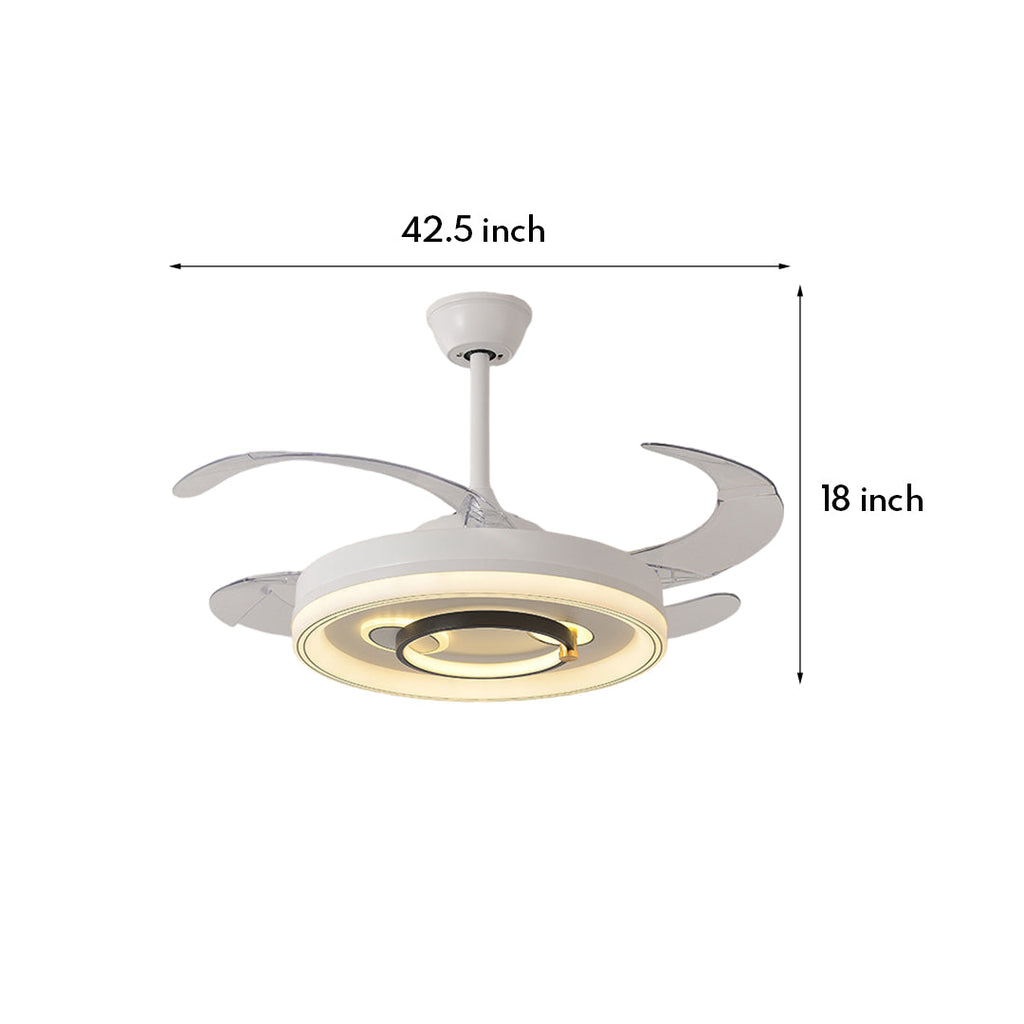 White Ceiling Fan with Light – Nordic Transparent Blade Fixture