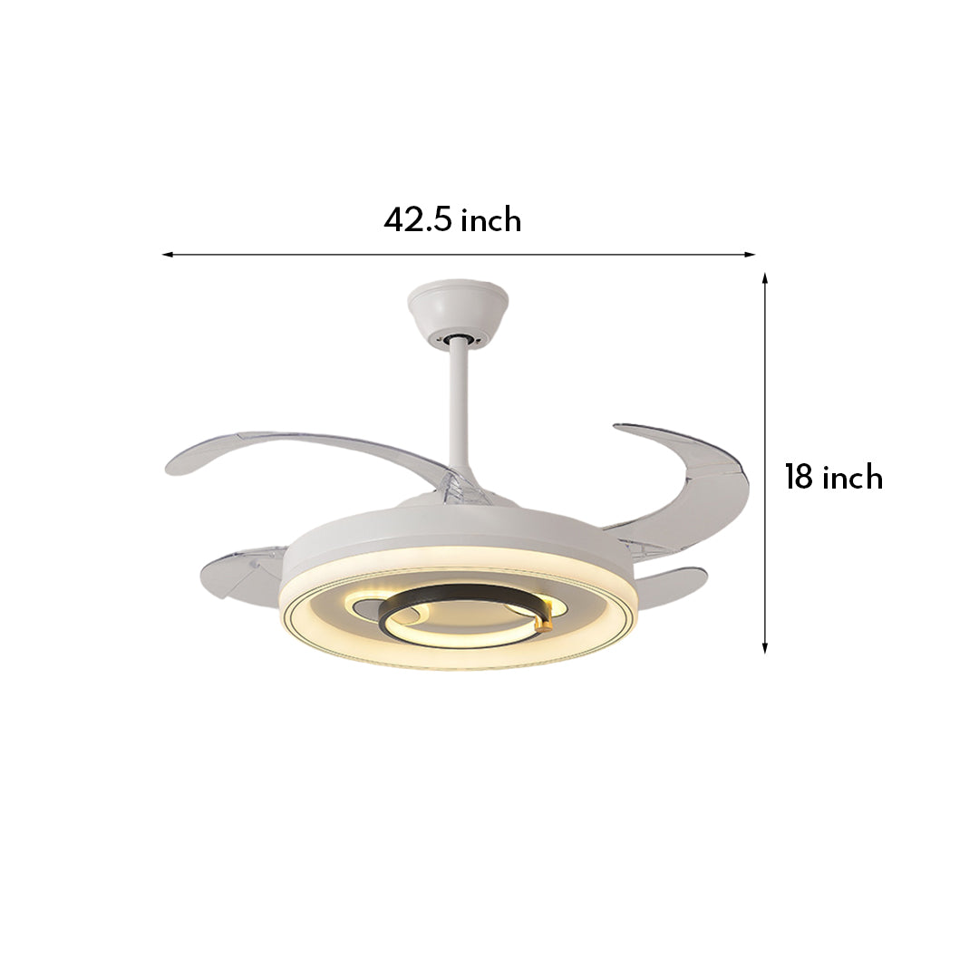 White Ceiling Fan with Light – Nordic Transparent Blade Fixture