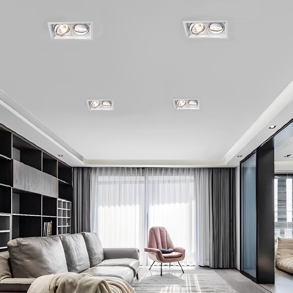 Ceiling Twin Light Adjustable Recessed Spotlight – Modern Rectangular Design