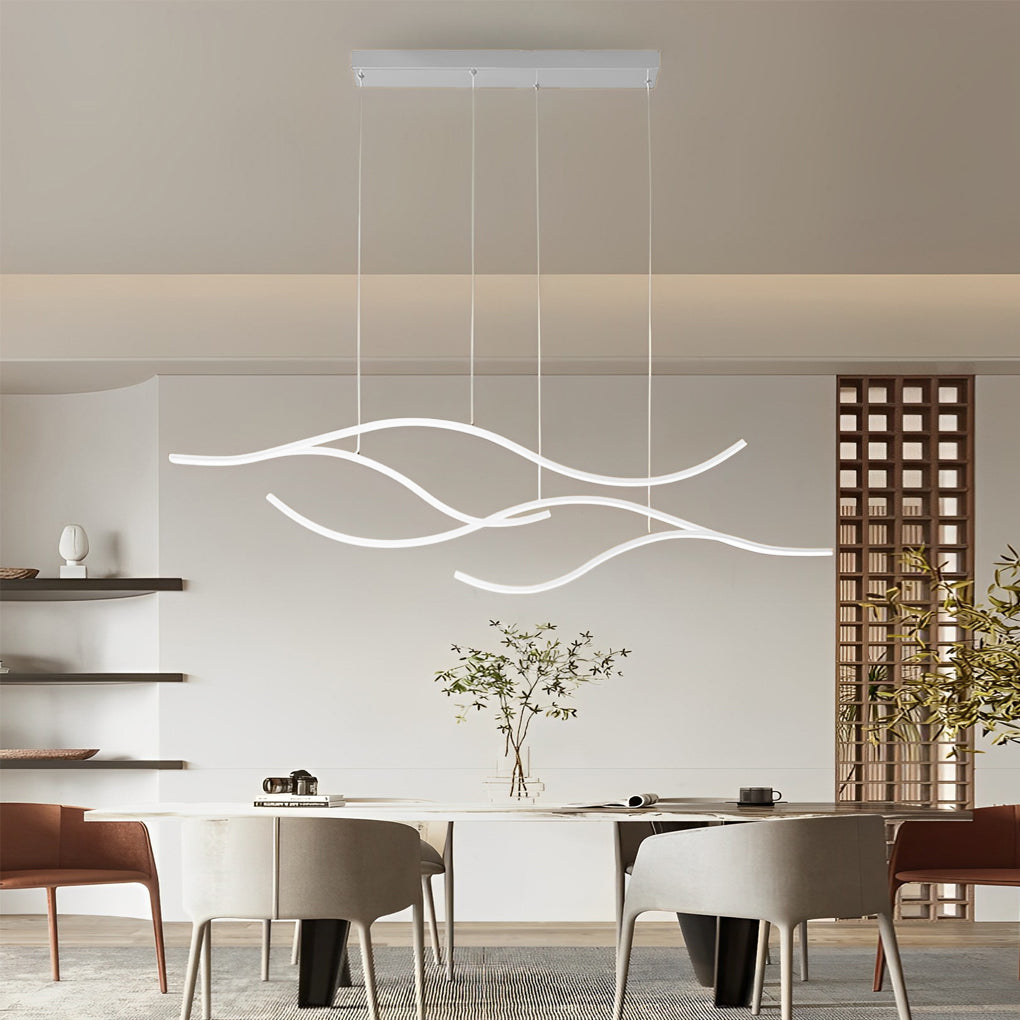 Curved Wavy LED Pendant Light - Modern Metal Ceiling Fixture