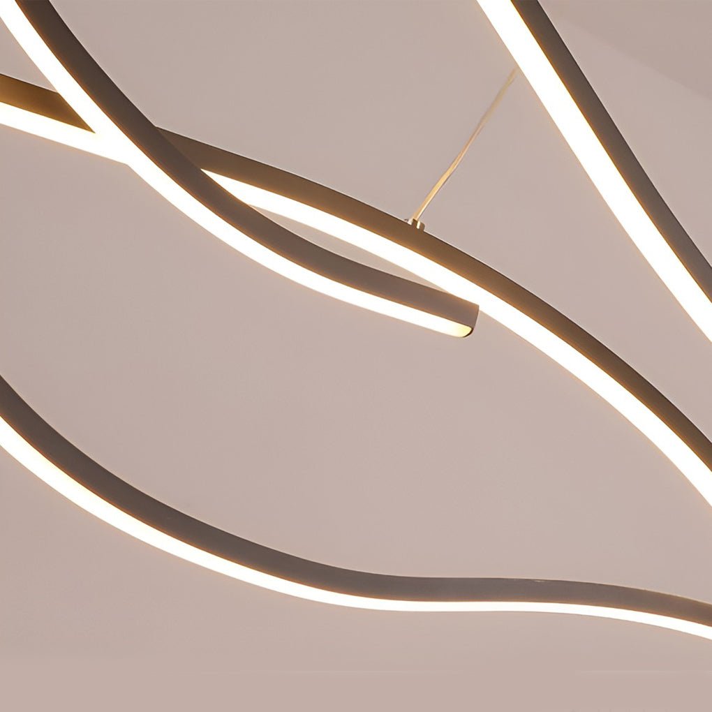 Curved Wavy LED Pendant Light - Modern Metal Ceiling Fixture