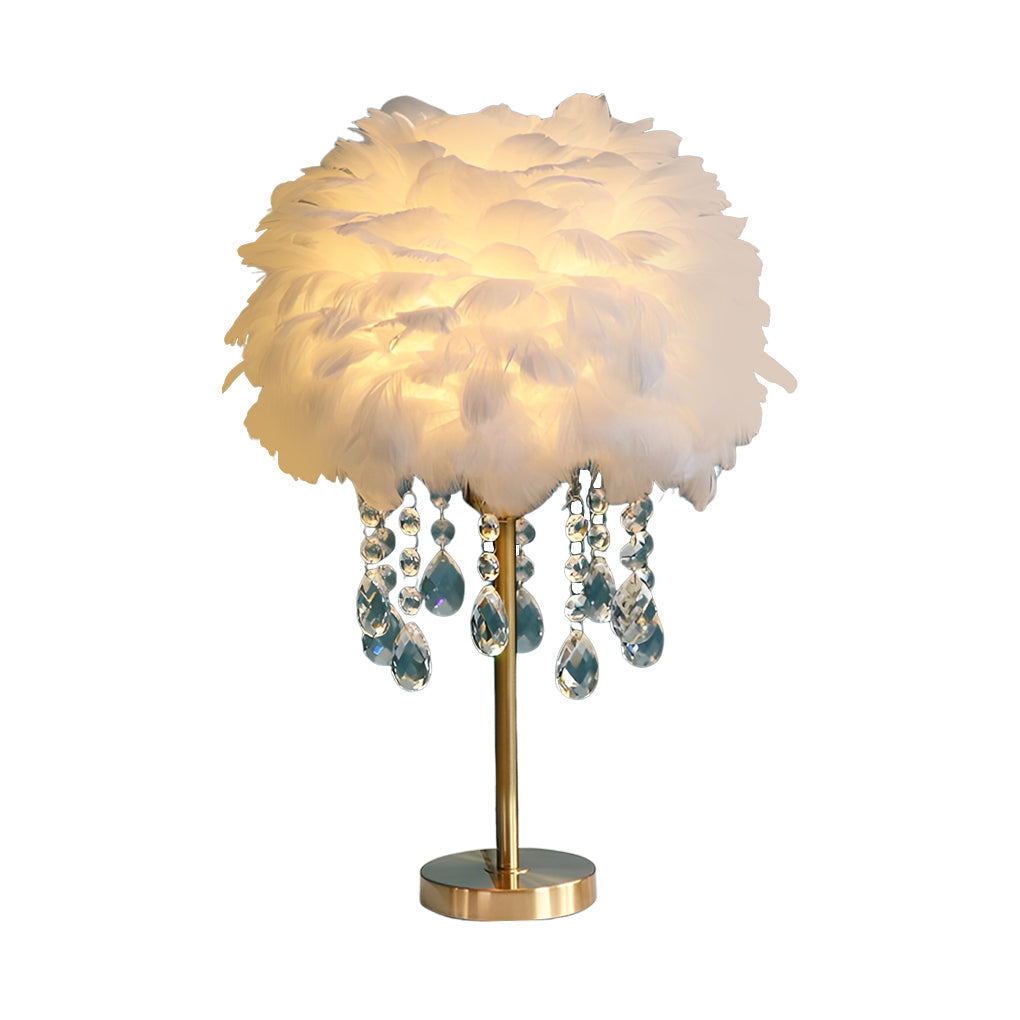 Feather LED Crystal Tassel Table Lamp - Modern Ambient Light