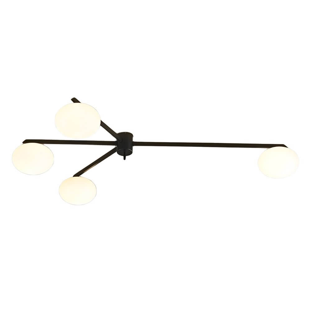White Glass Bubble Black Semi-Flush Ceiling Light Fixture