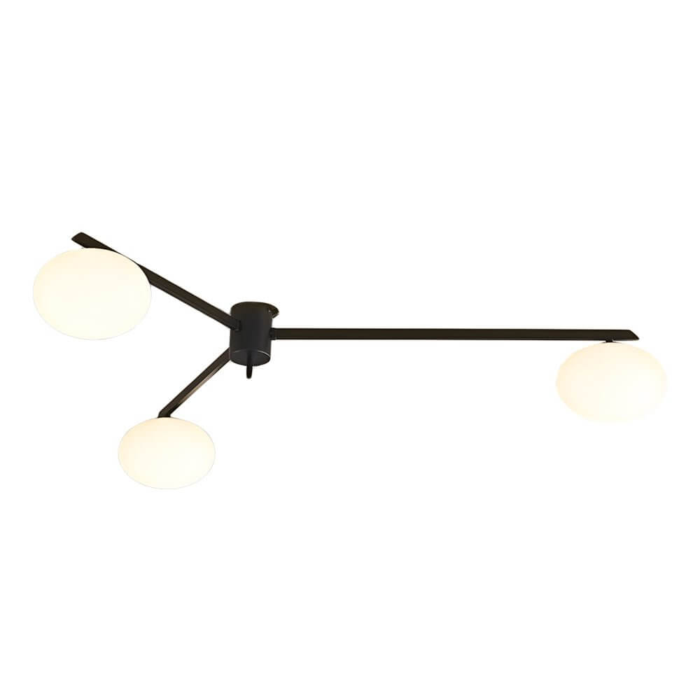 White Glass Bubble Black Semi-Flush Ceiling Light Fixture
