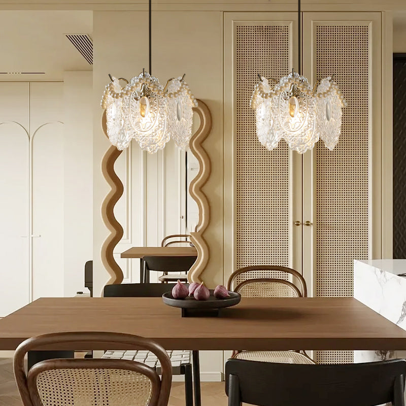 White Glass Pendant Light - Modern Unique Ceiling Fixture